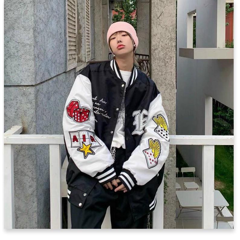 ÁO KHOÁC DÙ BOMBER NAM,THIẾT KẾ HỌA TIẾT HÌNH VÀ CHỮ SIÊU NGẦU LANA FASHION