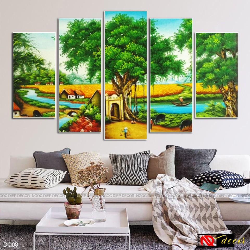 Bộ tranh treo tường phong thủy trang trí nội thất đẹp và giá gốc tại xưởng mới nhất thị trường ĐL 63 đồng quê xưa