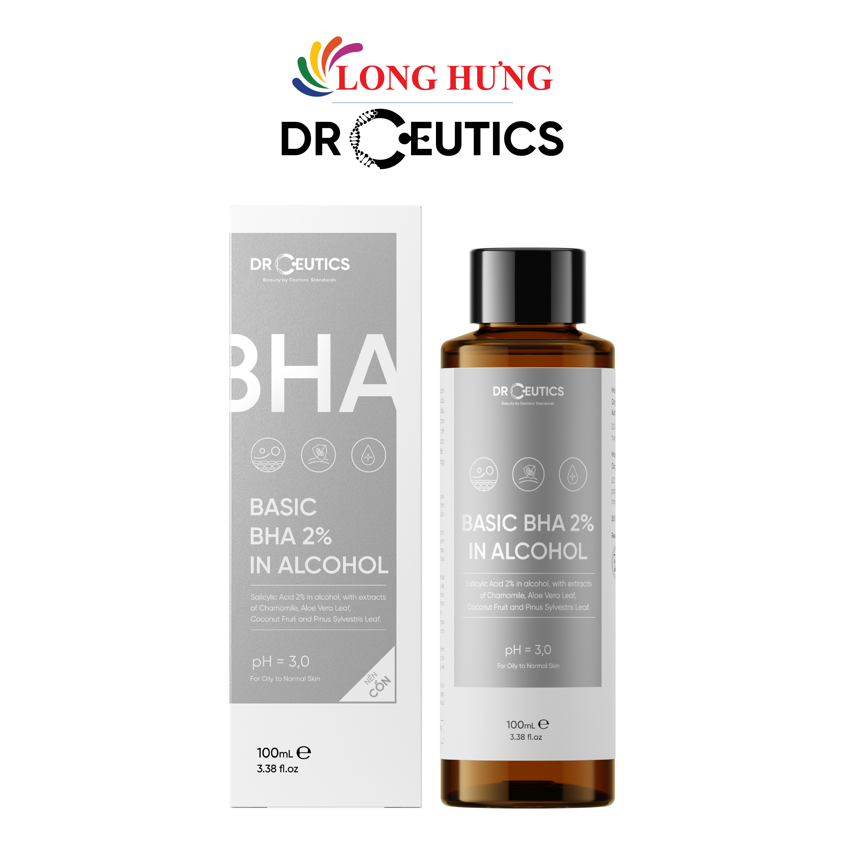 Dung dịch DrCeutics Basic BHA 2% In Alcohol giúp loại bỏ tế bào chết trên da (100ml) - Hàng chính hãng