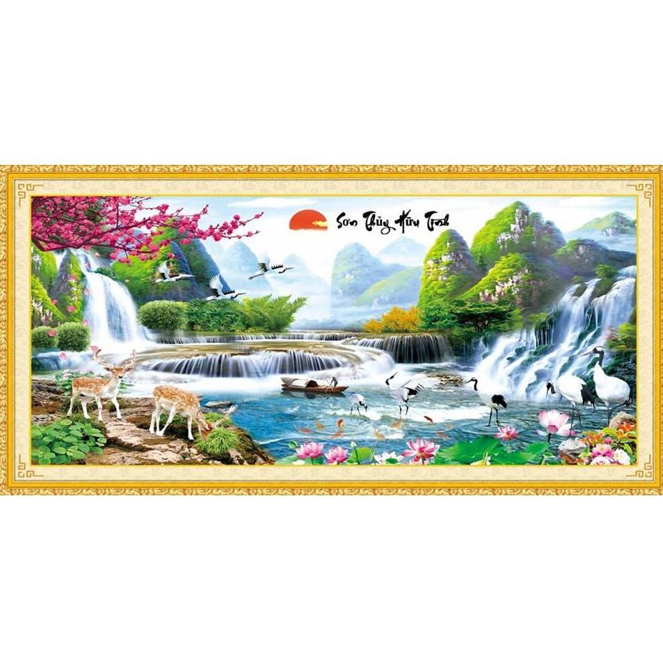 Tranh thêu sơn thủy hữu tình MN0077 - kích thước: 120 * 60cm.