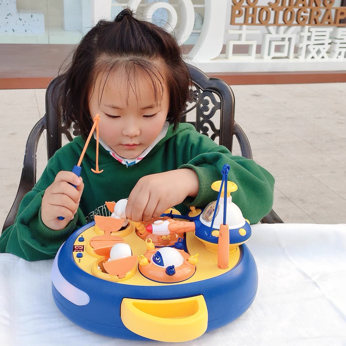 Đồ chơi câu cá đập chuột thế hệ mới chiến hạm vũ trụ có hiệu ứng đèn nhac, đếm thời gian tính điểm đa chức năng cho bé