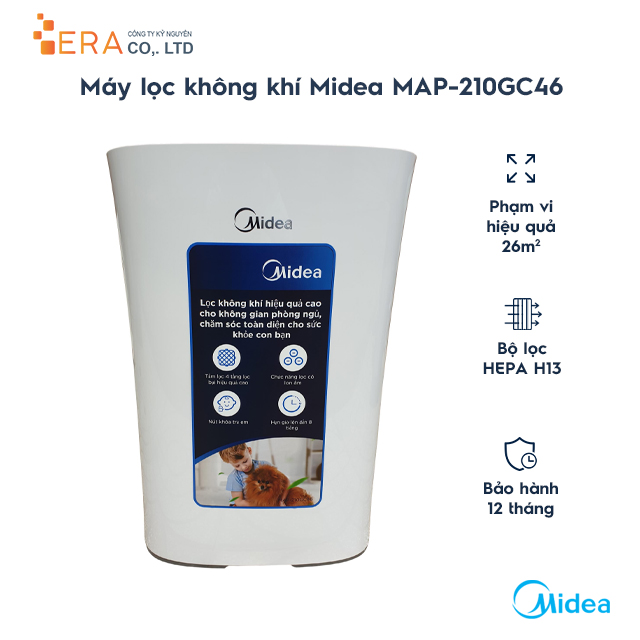 Máy lọc không khí Midea MAP-210GC46 diện tích phòng 16m2 - 26m2 - Hàng chính hãng