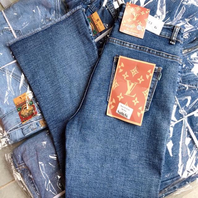 Quần jeans ống loe lửng 9 tấc 3 màu(đen-xanh nhạt-xanh đậm)