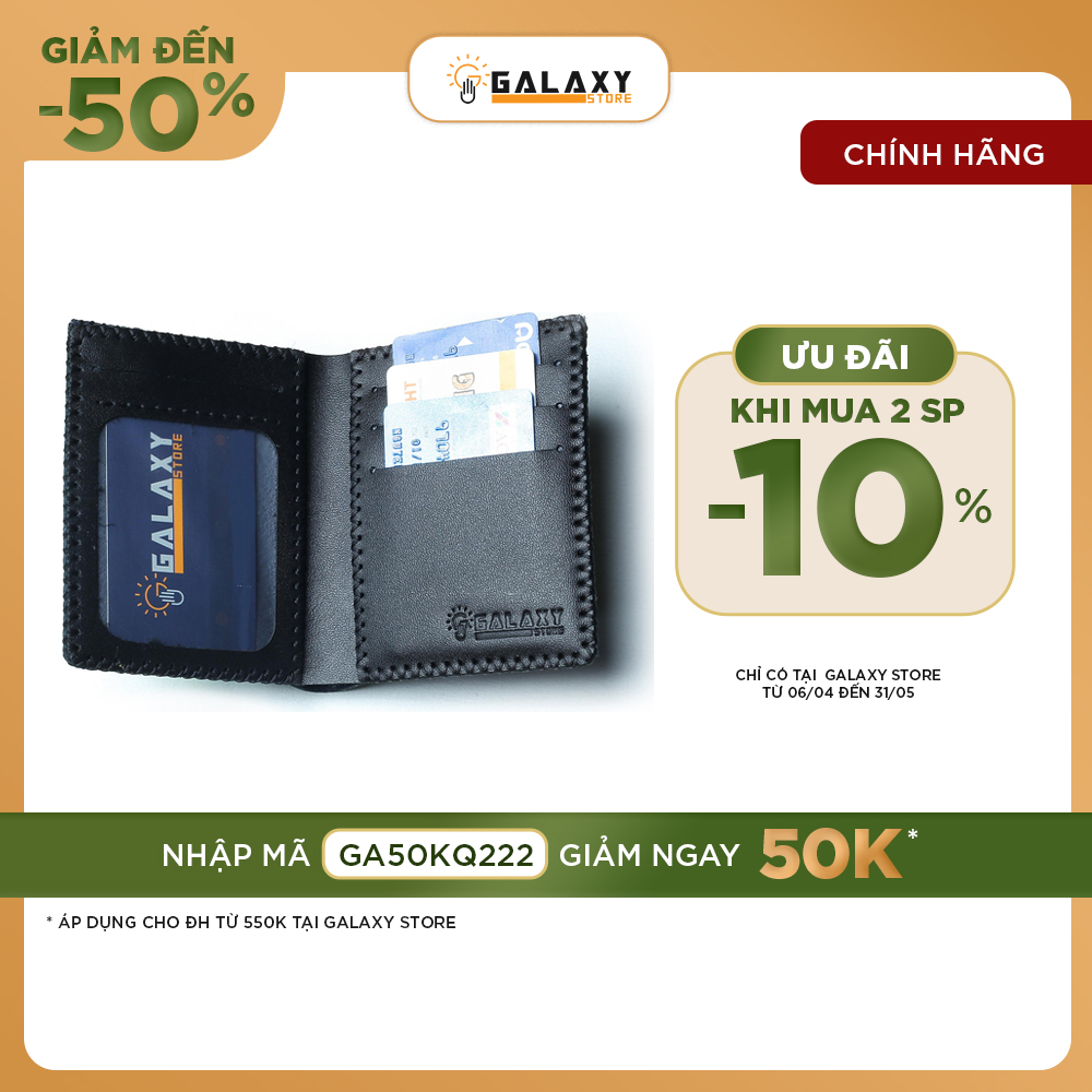 Ví Nam Bóp Nam Đứng Da Bò Thật Handmade Galaxy Store GVN - Hàng Chính Hãng