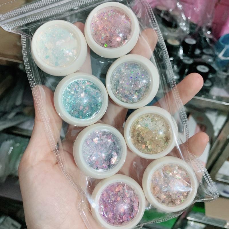 Set kim tuyến vảy cá 8 màu, kim tuyến rắc móng