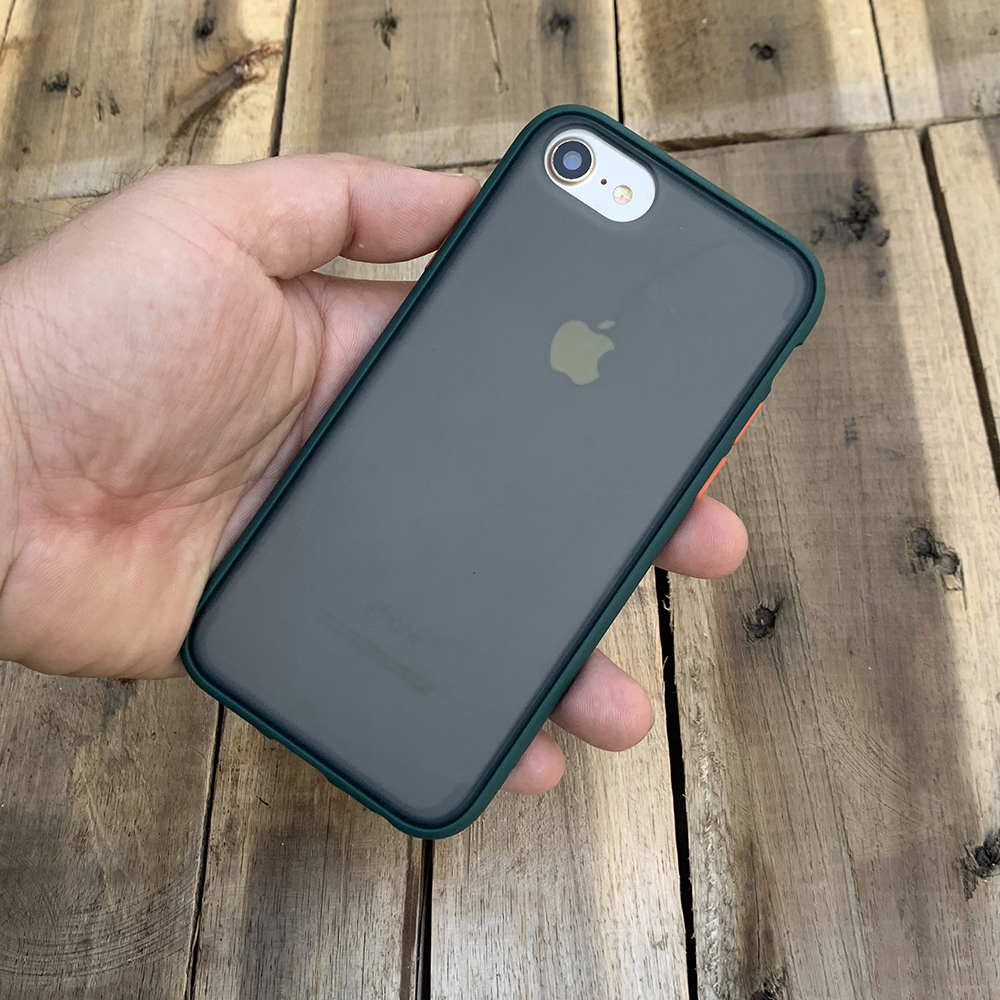 Ốp lưng chống sốc dành cho iPhone 7 / iPhone 8 nút màu cam - Màu xanh đậm