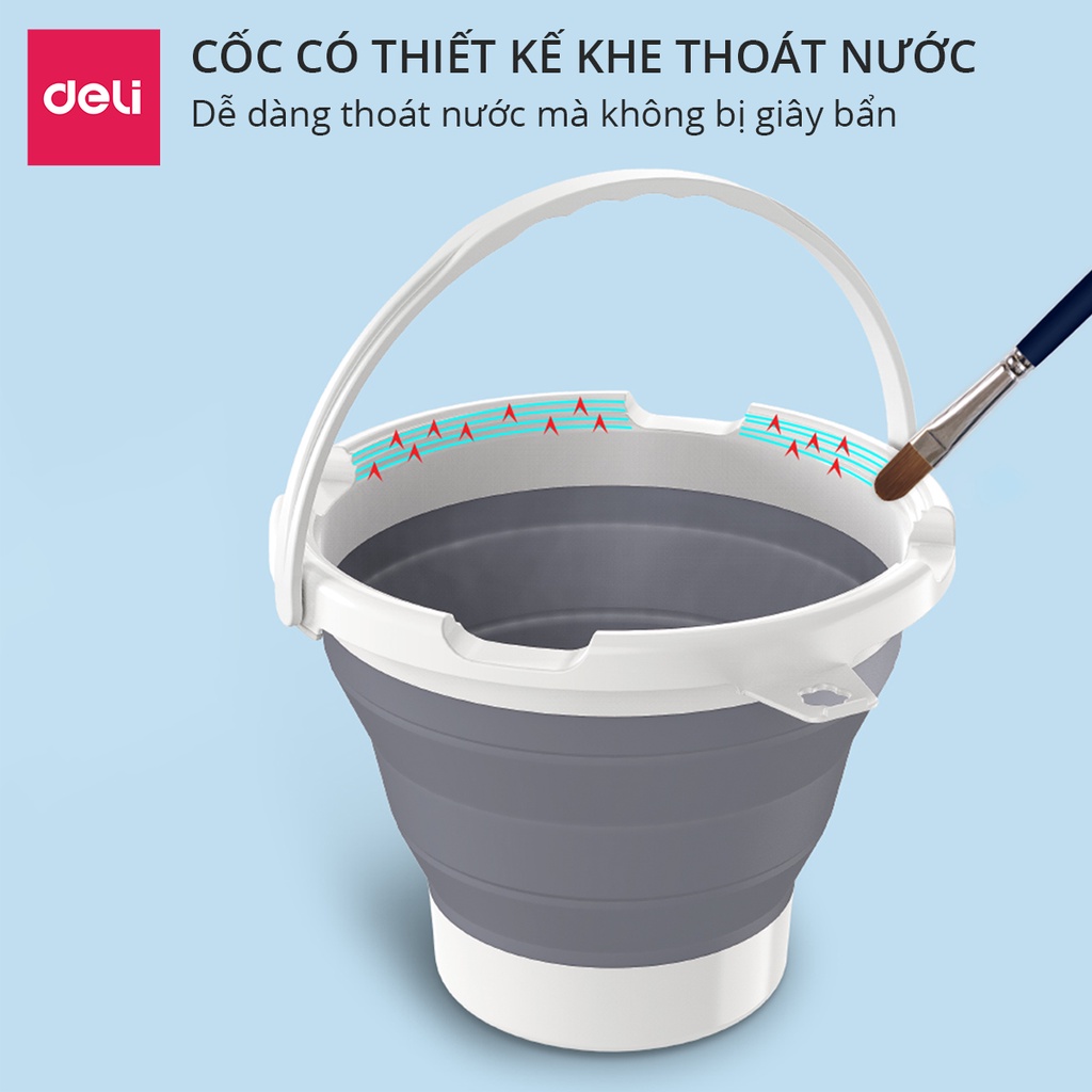 Cốc rửa cọ Deli - pha màu đa năng có thể gấp gọn - 73901