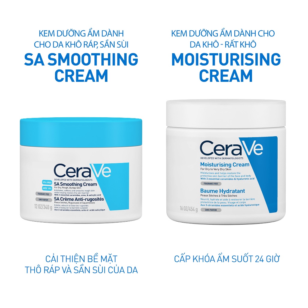 Kem Dưỡng Ẩm Dành Cho Da Khô Ráp Sần Sùi CeraVe SA Smoothing Cream 340g