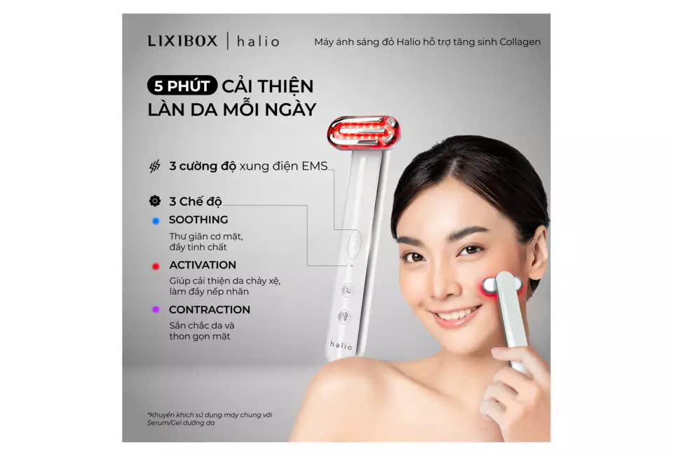 Máy Ánh Sáng Đỏ Giúp Trẻ Hoá Da Halio Red Light Therapy Device 3 in 1 - Hàng Chính Hãng