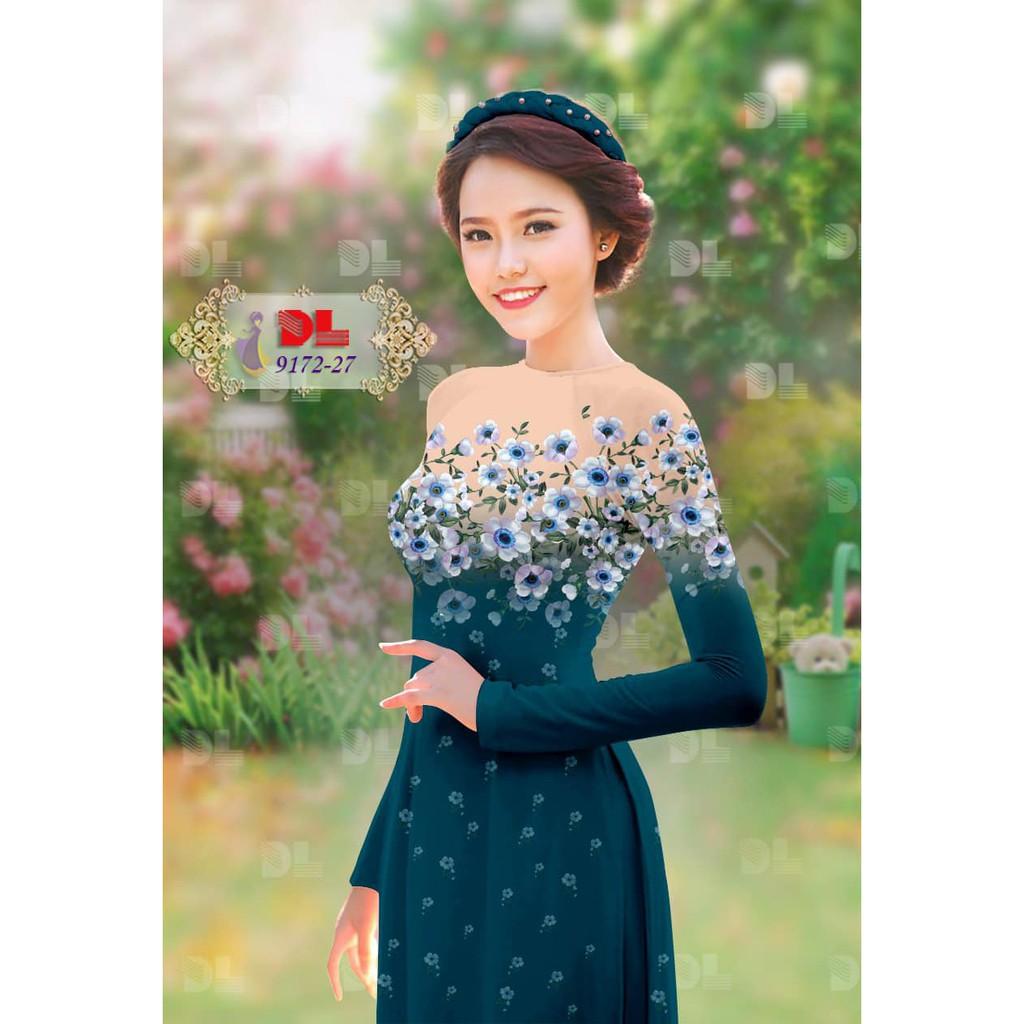 Vải may áo dài in họa tiết hoa DL9172