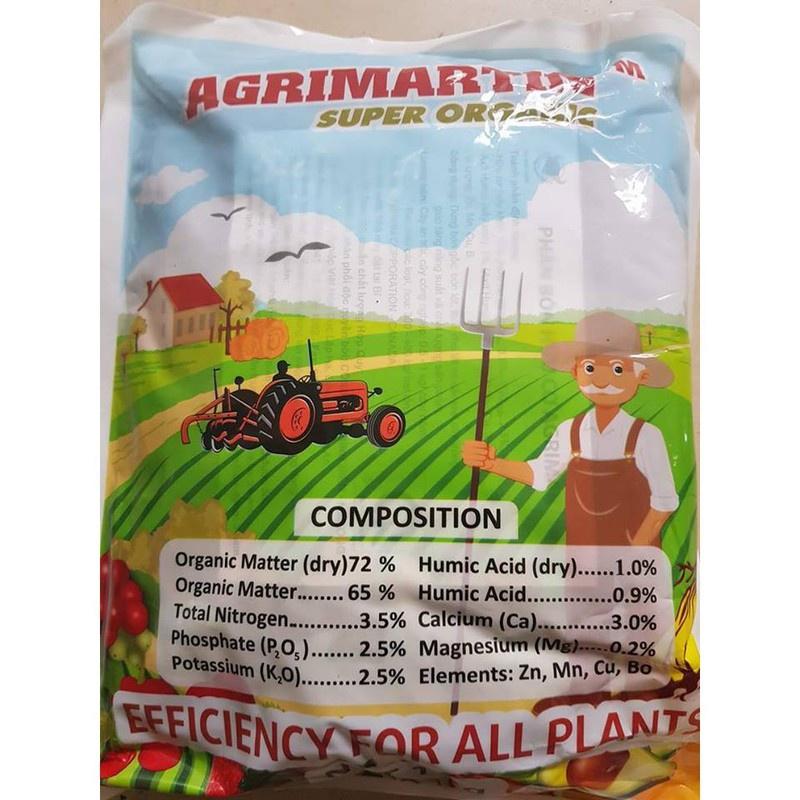 Phân bón hữu cơ đậm đặc Đầu Trâu AGRIMARTIN SUPER ORGANIC _gói 1kg-ADCVV