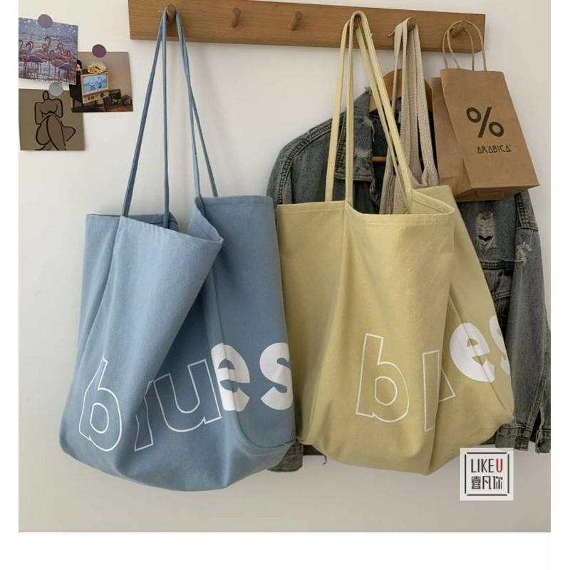 Túi tote vải canvas, túi vải ulzzang. túi tote blue