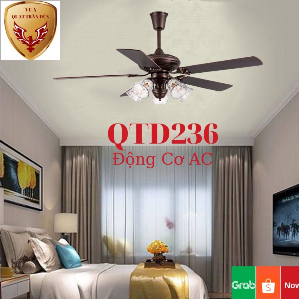 Quạt Trần Cánh Gỗ 5 Bóng  QTD236, Quạt Trân Có Đèn tô điểm Phòng Khách, nguyên nhân AC