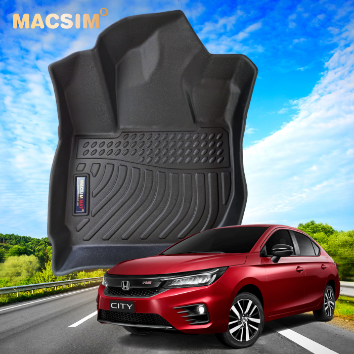 Thảm lót sàn xe ô tô Honda City 2015-nay Nhãn hiệu Macsim chất liệu nhựa TPE cao cấp màu đen
