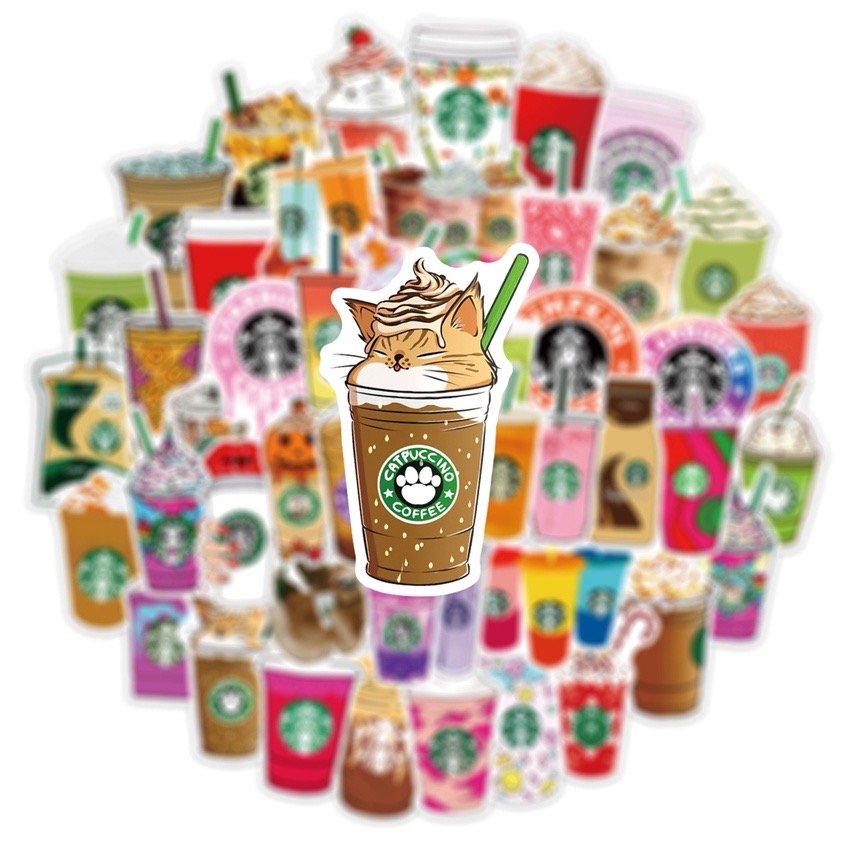 Bộ 50 Sticker nhãn dán Coffee đáng yêu ngọt ngào