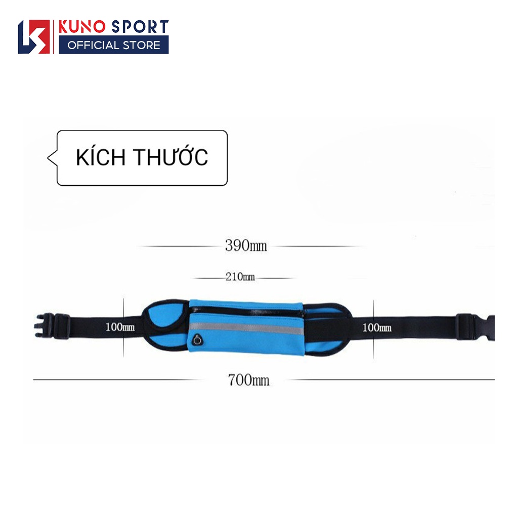 Túi đeo bụng chạy bộ chống nước KUNOSPORT, đai đeo điện thoại chạy bộ phản quang cao cấp