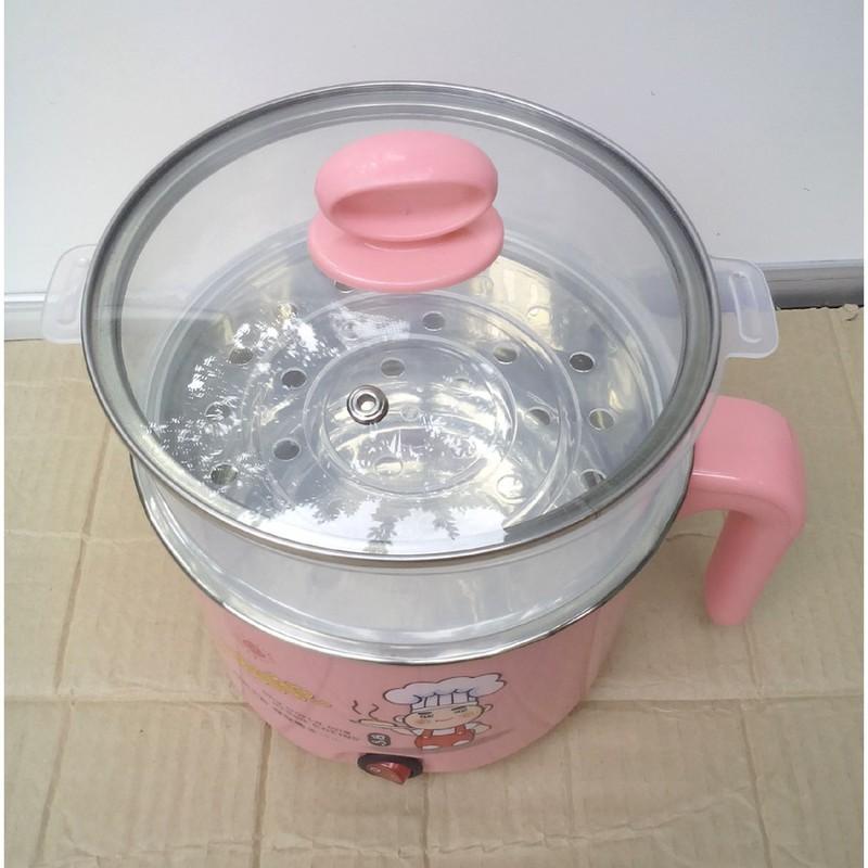 Nồi lẩu điện mini đa năng kèm xửng hấp nhựa đường kính 18cm