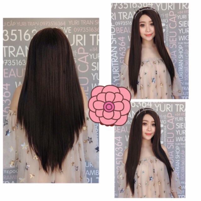 Tóc giả 2 mái ngôi 6/4 cao cấp- tặng lưới chùm tóc