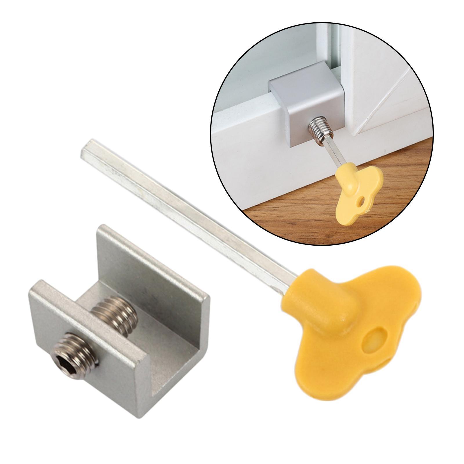 2X Household Window Sliding Lock Security Door Stop Lock Safety Key Lock Silver