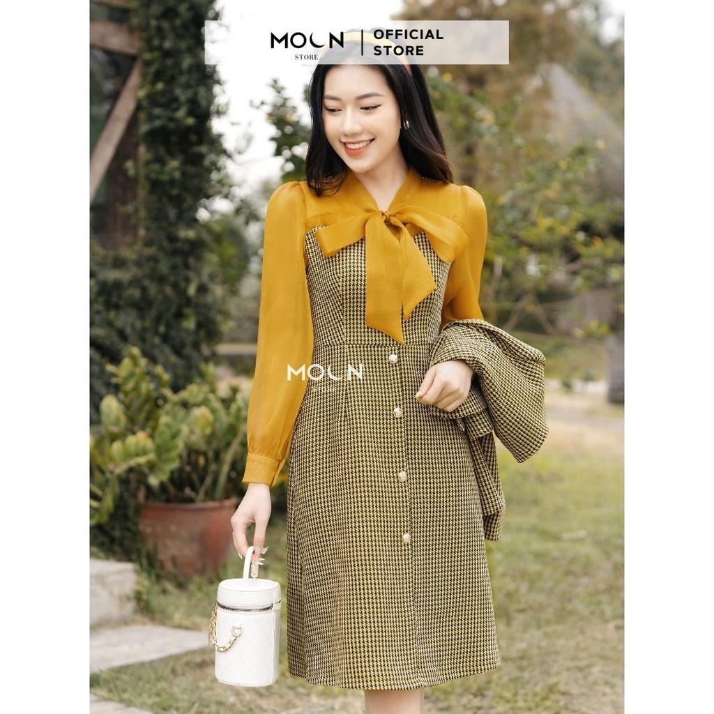 Váy Nữ Dạ Tweed dáng dài công sở đầm thu đông MV223 MOON STORE