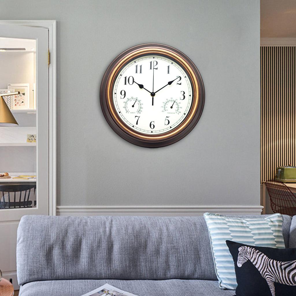 Wall Clock with Temperature and Humidity Home Bedroom Decor