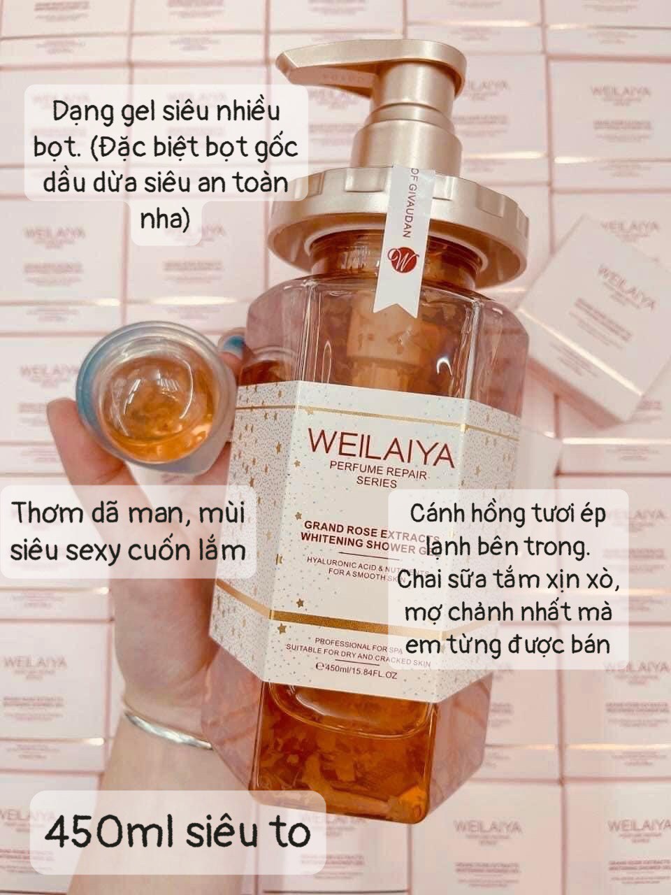 Mini Sữa tắm trắng da cánh hoa hồng Damask Weilaiya 9ml