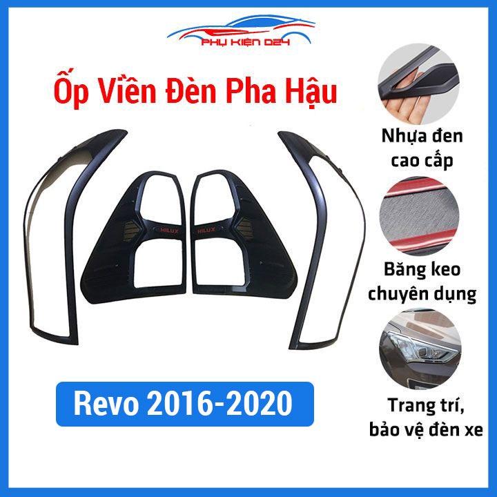 Ốp viền đèn pha hậu nhựa đen Hilux Revo 2016-2017-2018-2019-2020 trang trí bảo vệ xe