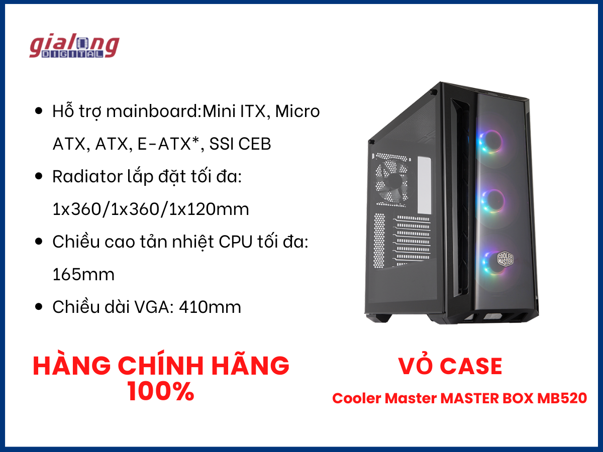 Vỏ case Cooler Master MASTER BOX MB520 - Hàng chính hãng