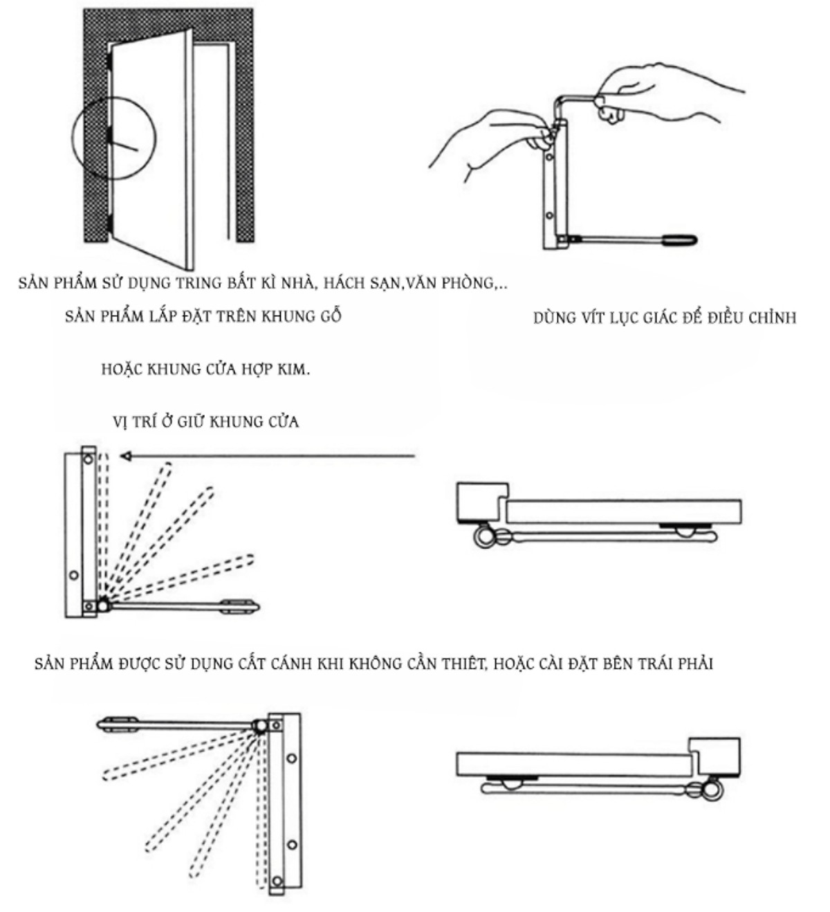 Bản lề cửa tự động đóng cửa thông minh có thể điều chỉnh lực đẩy giúp cửa luôn đóng