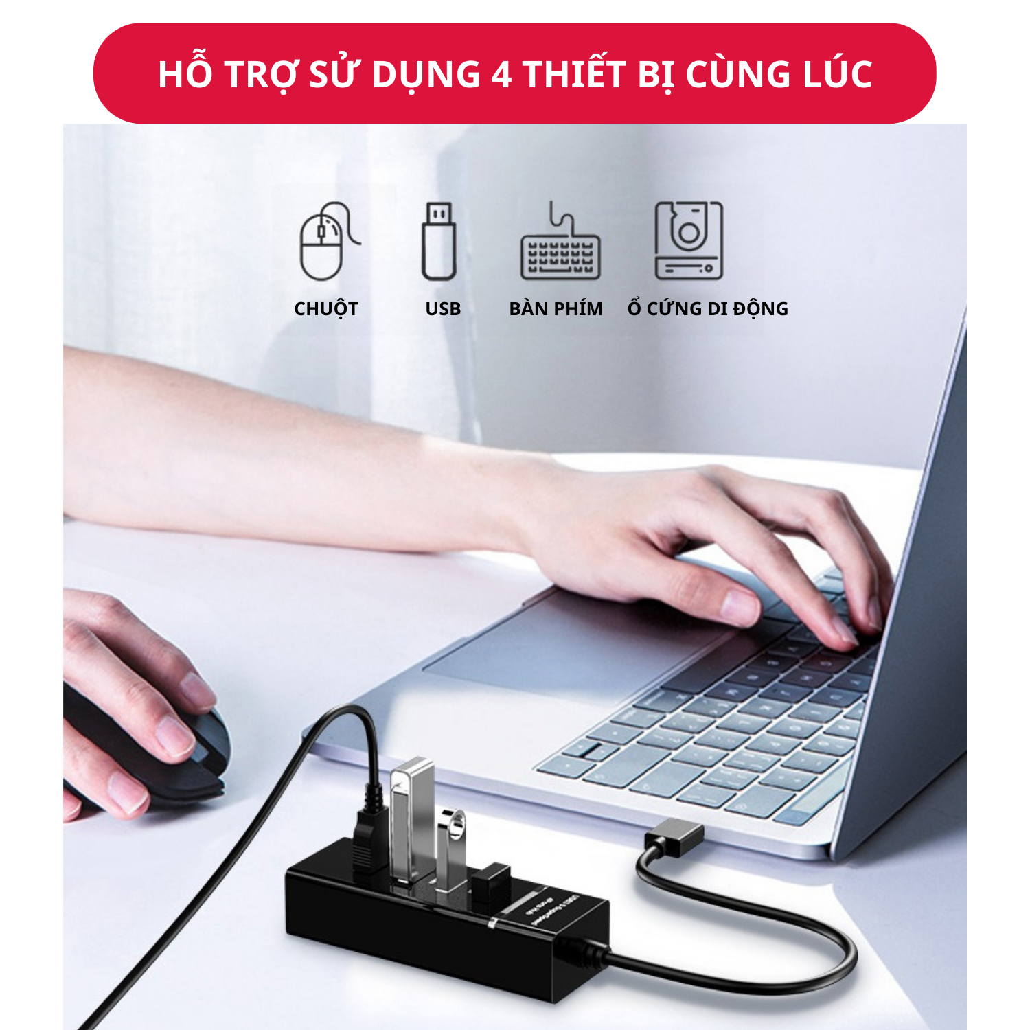 Hub USB 3.0 Chia 4 Cổng - Hàng Chính Hãng Tamayoko