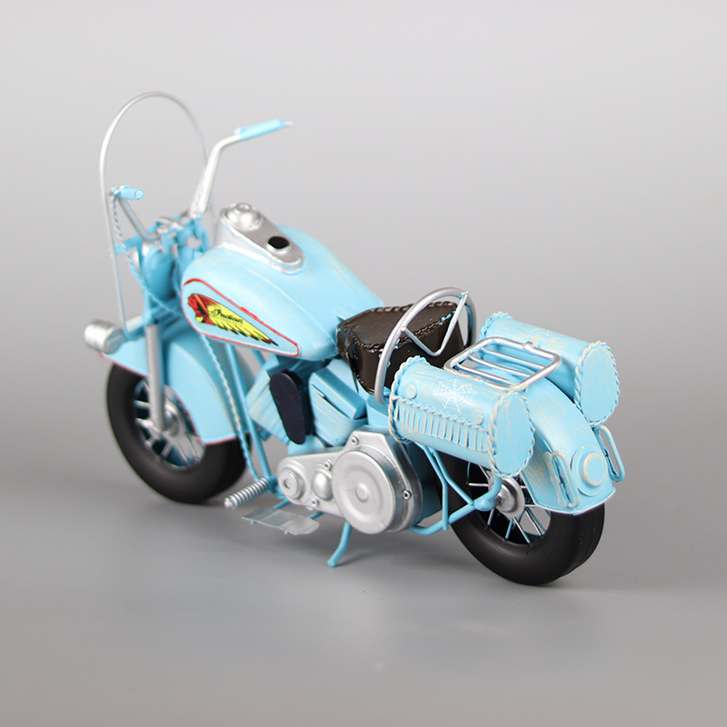 Mô Hình Xe Moto Indian Xanh Dương Retro