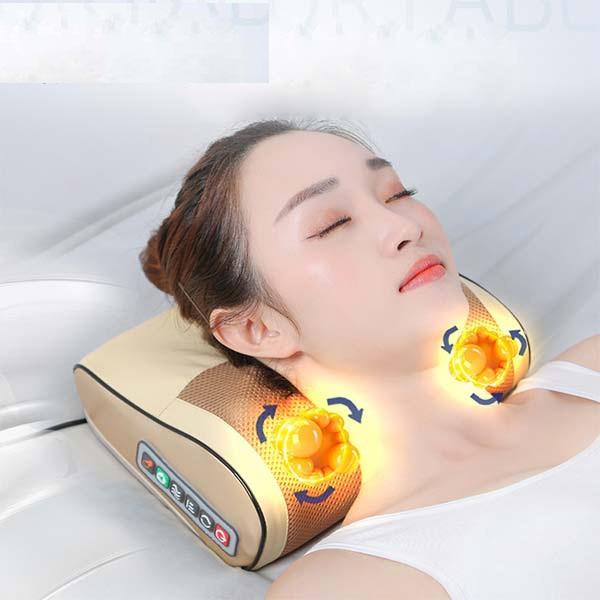 Gối massage hồng ngoại trị liệu 8 bi. Gối Massage Vai, Cổ, Gáy Cột Sống 12 Bi Đa Chức Năng
