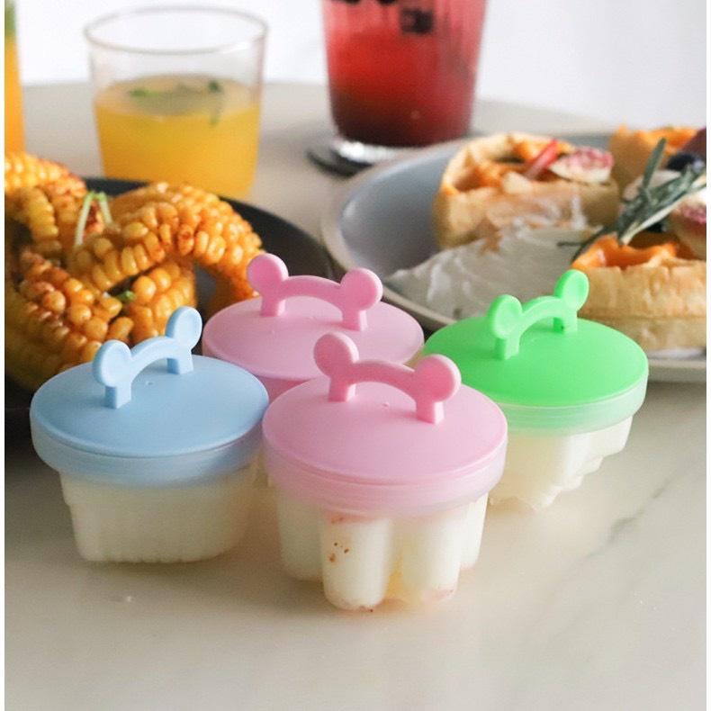 Bộ Khuôn hấp trứng, làm đậu hũ, làm bánh flan, pudding cho bé (4 khuôn tặng kèm chổi phết silicon