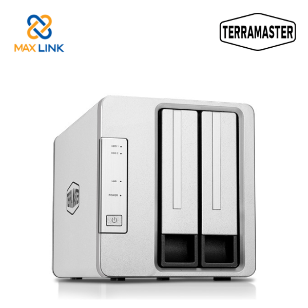 Bộ lưu trữ mạng NAS TerraMaster F2-221, Intel Dual-core 2.0GHz, 2GB RAM, LAN 2x 1GbE, 2 khay ổ cứng RAID 0,1,JBOD,Single - Hàng chính hãng