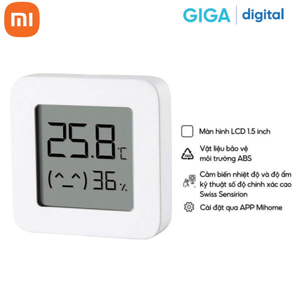 Nhiệt ẩm kế Xiaomi Mijia gen 2 (Mi Temperature and Humidity Monitor 2) - NUN4126GL - Bluetooth - Hàng Chính hãng