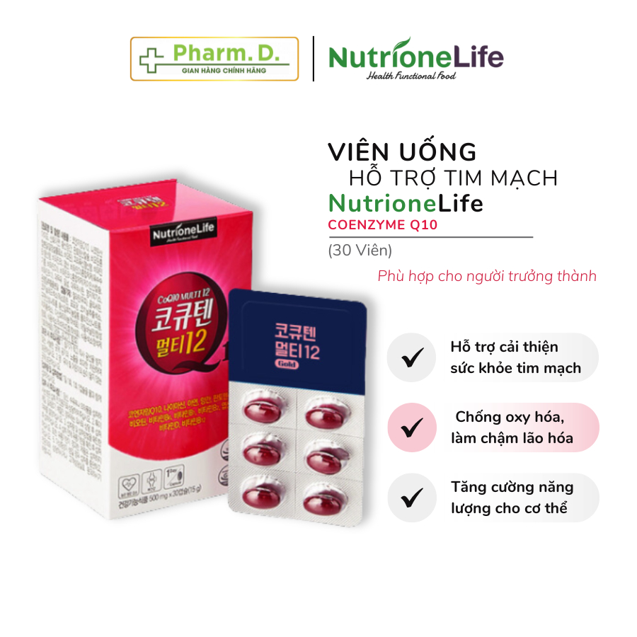 Viên Uống Hỗ Trợ Tim Mạch, Chống Lão Hóa NUTRIONELIFE Coenzyme Q10 Multi 12 (30 Viên)