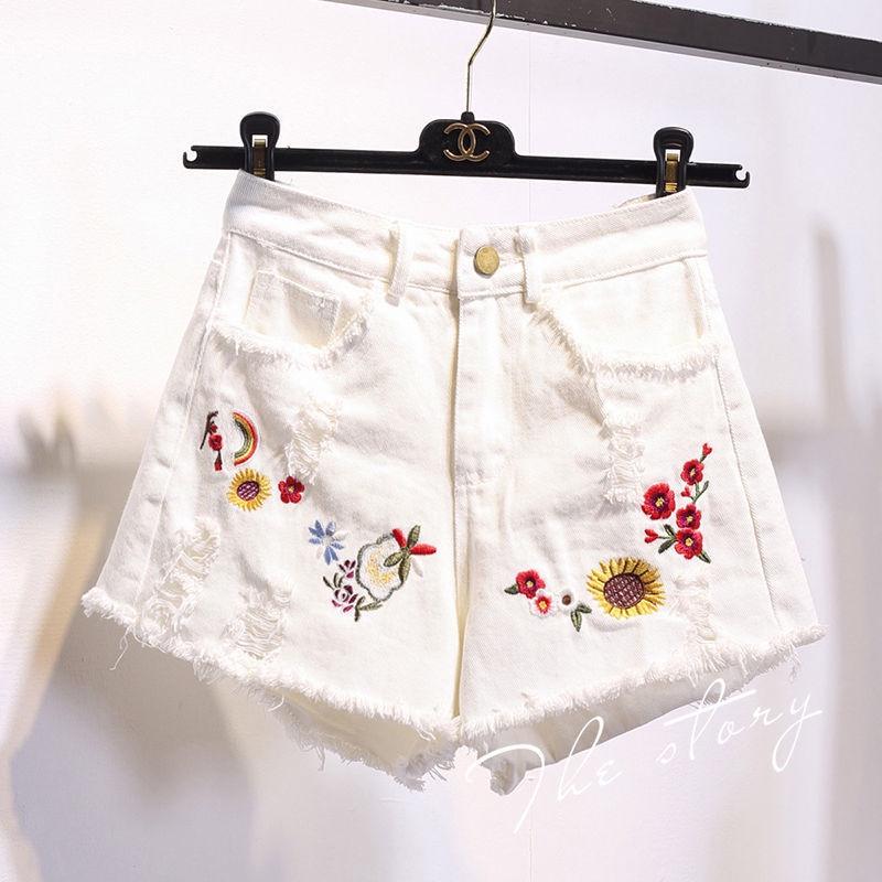 Quần Short Denim Ống Rộng Lưng Cao Plus Size Dành Cho Nữ