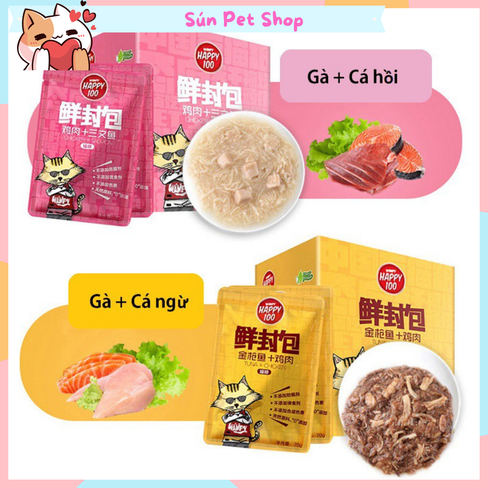 Pate Wanpy Happy 100 cho mèo - Thức ăn ướt cho mèo thơm ngon bổ dưỡng