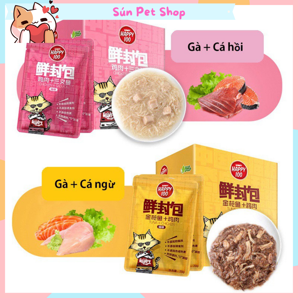 Pate Wanpy Happy 100 cho mèo (70gr) - Thức ăn ướt cho mèo thơm ngon bổ dưỡng