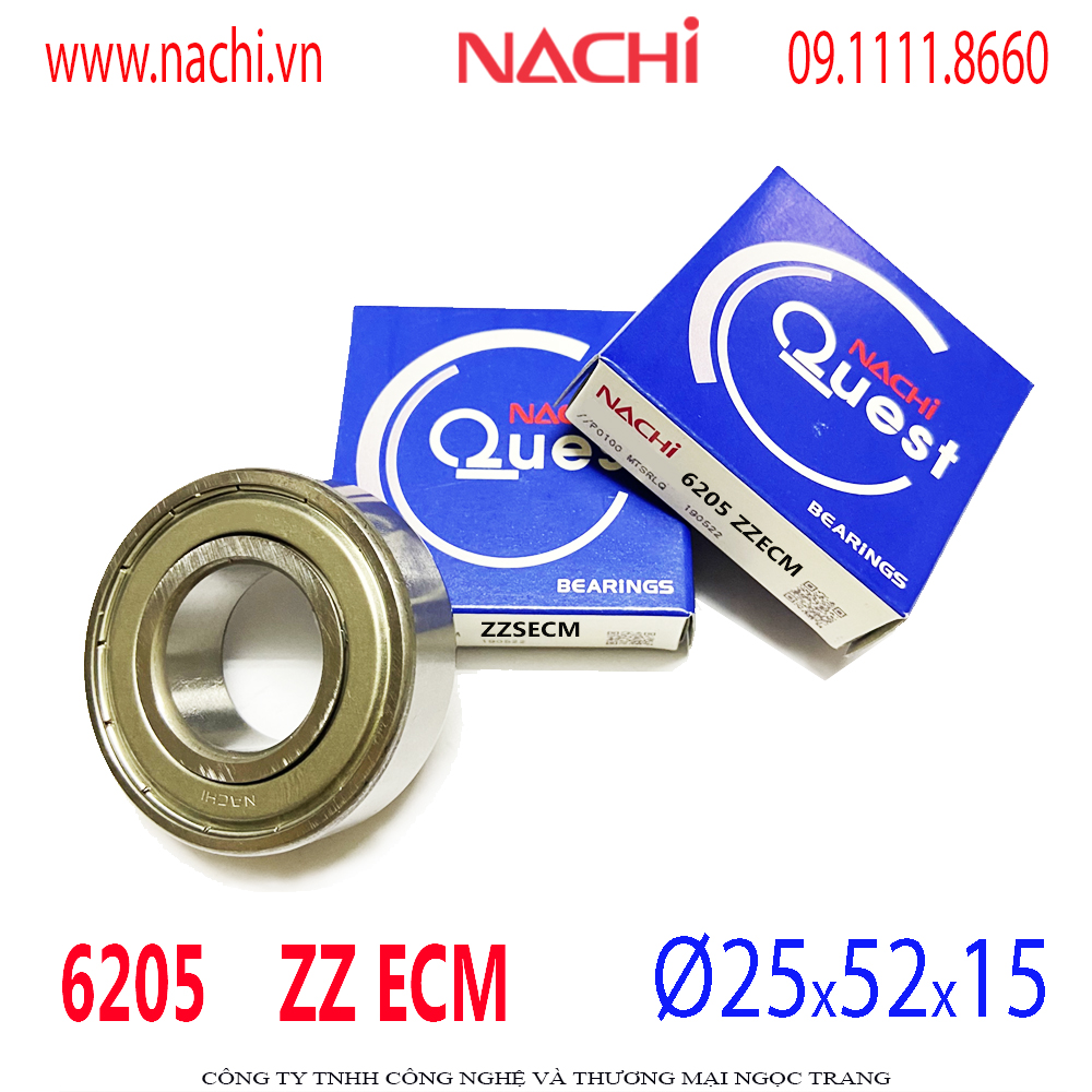 Vòng bi 6205CM, Vòng bi 6205ZZ, Vòng bi 6205-2NSEECM Ø25x52x15mm, Vòng bi 6205 phụ tùng oto xe máy - BEARING 6205 NACHI JAPAN - FUJIKOSHI 100% CHÍNH HÃNG