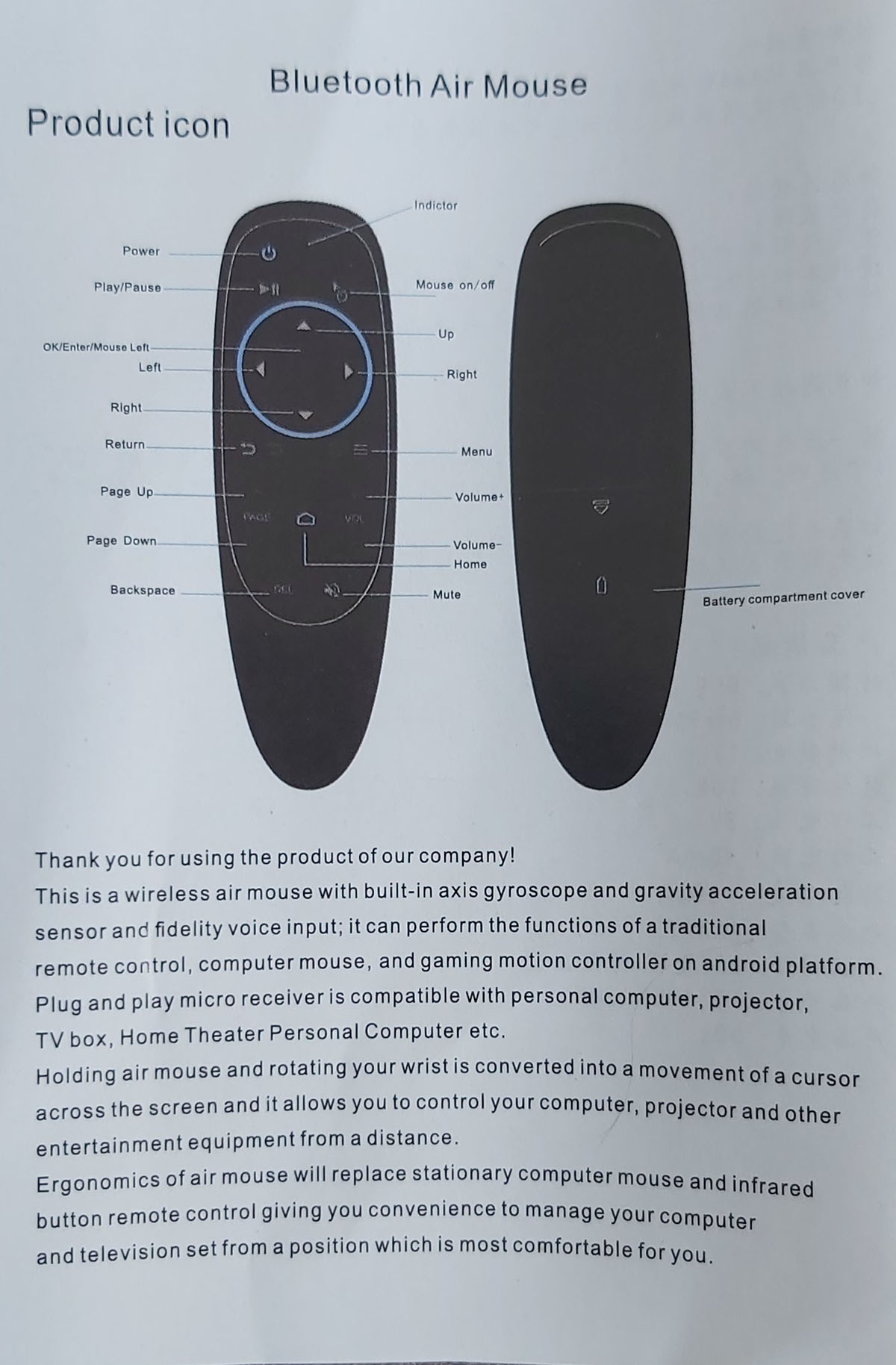 Chuột bay bluetooth cho tivi android, máy tính,