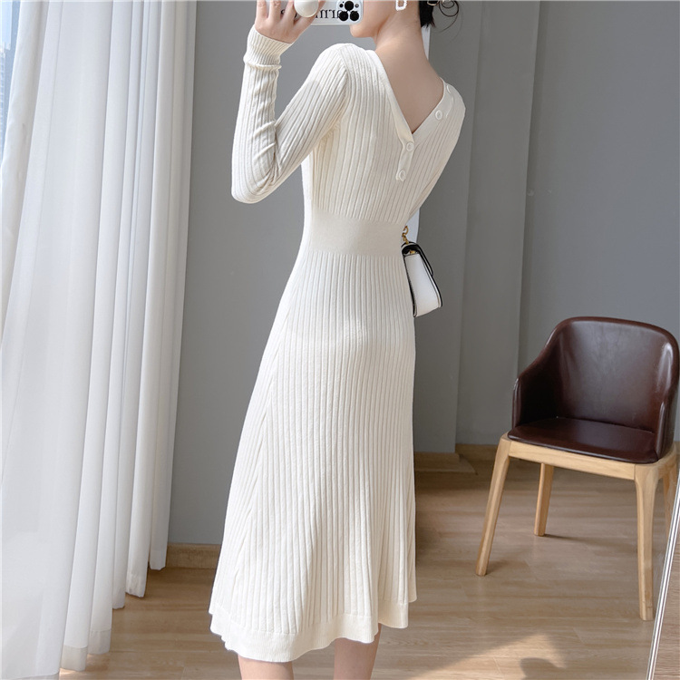 Váy Dài Dệt Kim Cổ Chữ V Thanh Lịch AL15 - Hàng Quảng Châu Cao Cấp
