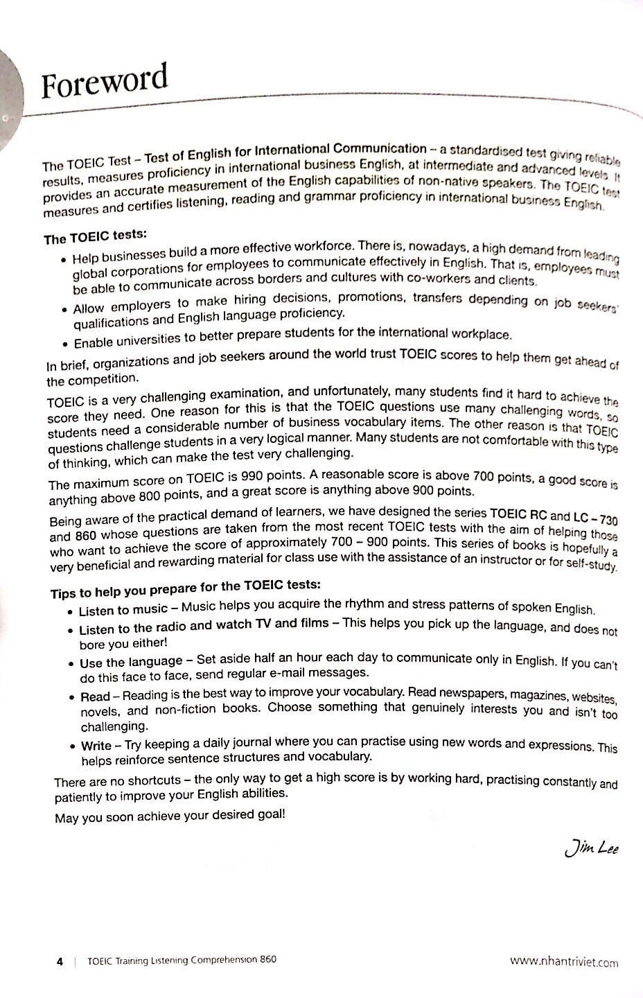 Sách TOEIC Training Listening Comprehension 860 - ảnh 5