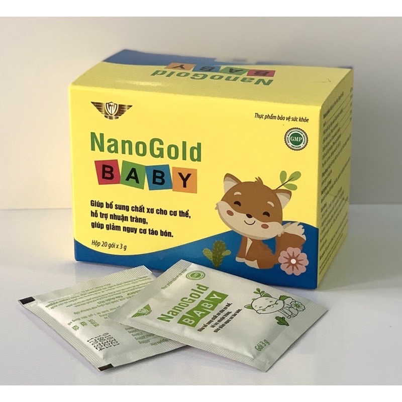 Cốm táo bón NanoGold Baby Vinh Thịnh Vượng VV, hộp 20 gói, bổ sung chất xơ, ngừa táo bón cho trẻ