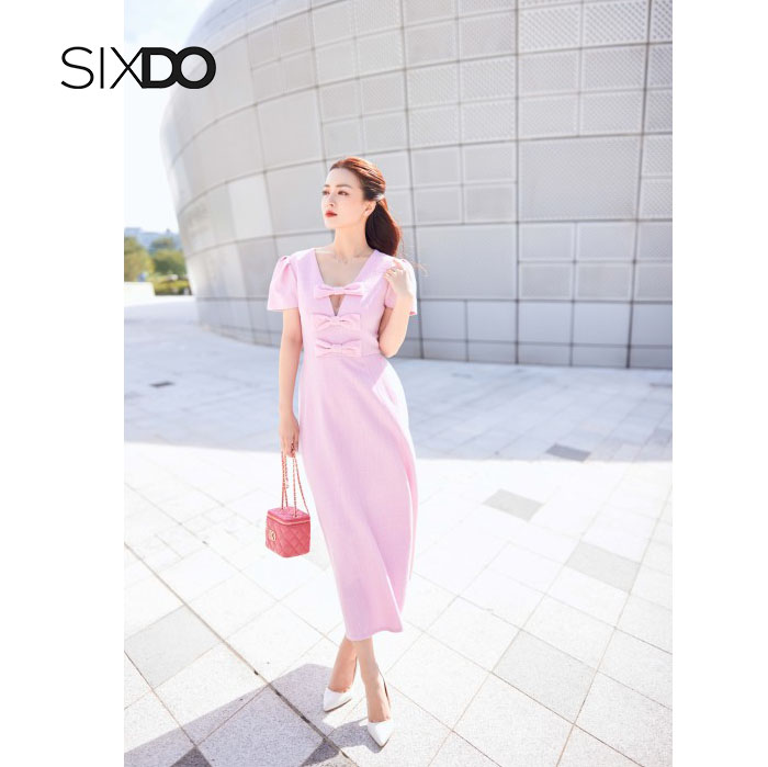 Đầm woven phối nơ thời trang nữ SIXDO