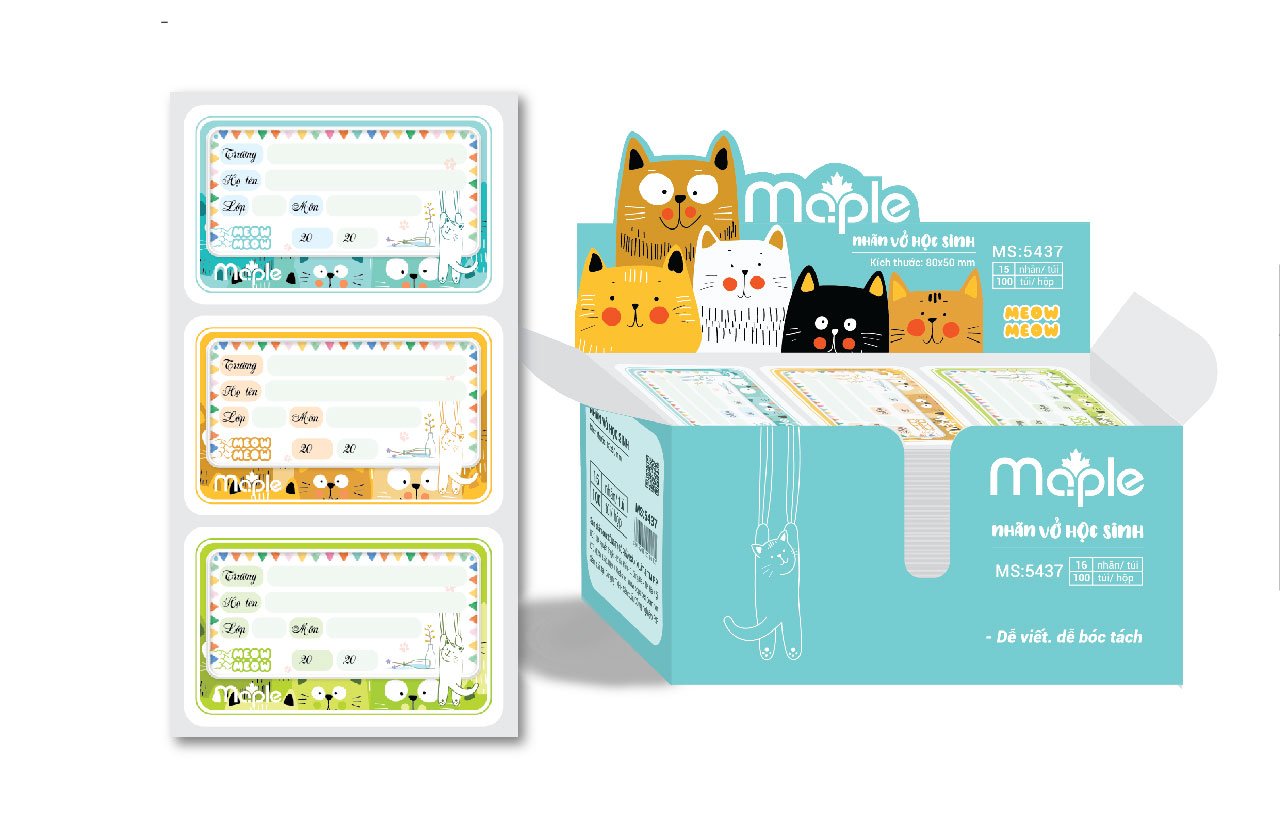 Nhãn vở Mc.ple MEOW MEOW 5437 Nhãn vở học sinh giá rẻ