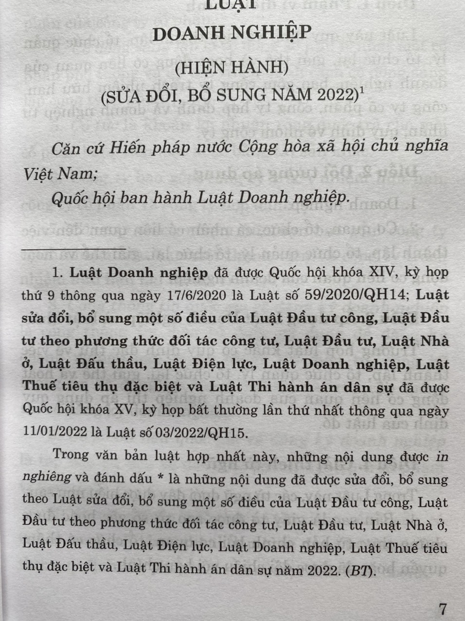 Luật Doanh Nghiệp (Hiện Hành) (Sửa Đổi, Bổ Sung Năm 2022)