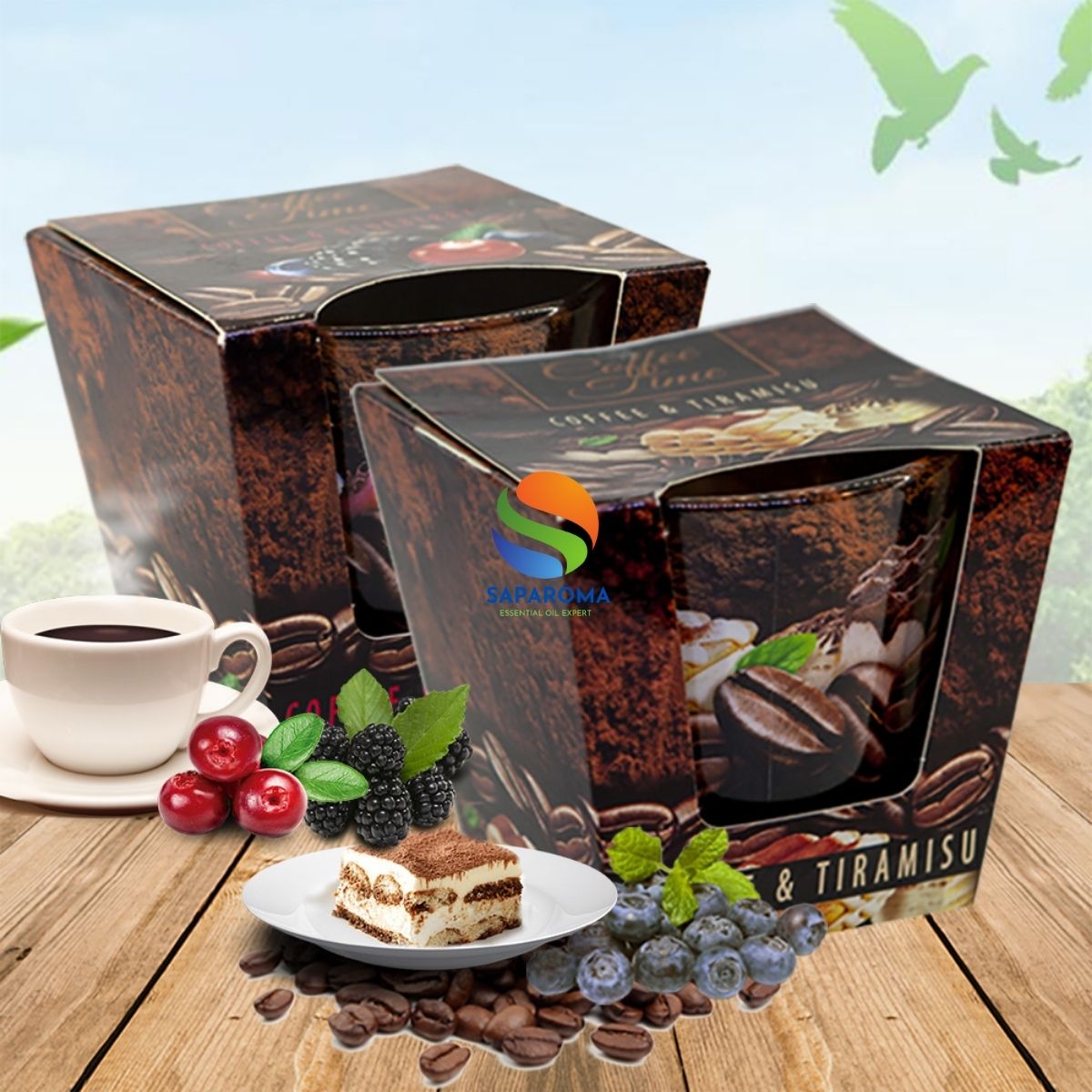 Combo 2 ly nến thơm tinh dầu Bartek Coffee Time 115g - cà phê tiramisu, nến trang trí, thơm phòng, thư giãn, Hỗ trợ khử mùi