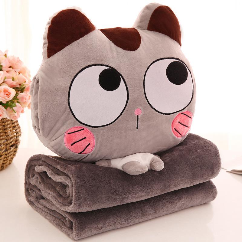 Bộ chăn gối ngủ văn phòng hình  mèo chibi 3 in 1, mẫu ngẫu nhiên-  hàng chính hãng