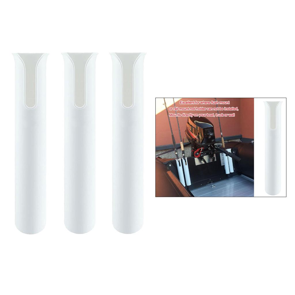 3xPlastic Fishing Rod Holder Boat Yacht 1 Pole Tube Rack Stand Bracket White